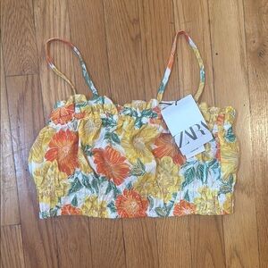 ZARA kids - Floral Crop Top with Spaghetti Straps